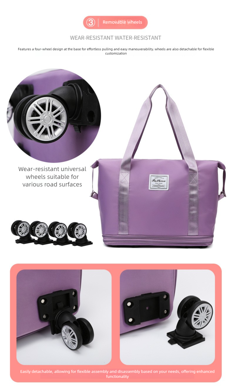 Travel Large Capacity Universal Wheel Student Business Trip Maternity Storage Waterproof Dry Wet Separation Expandable_voghion.com