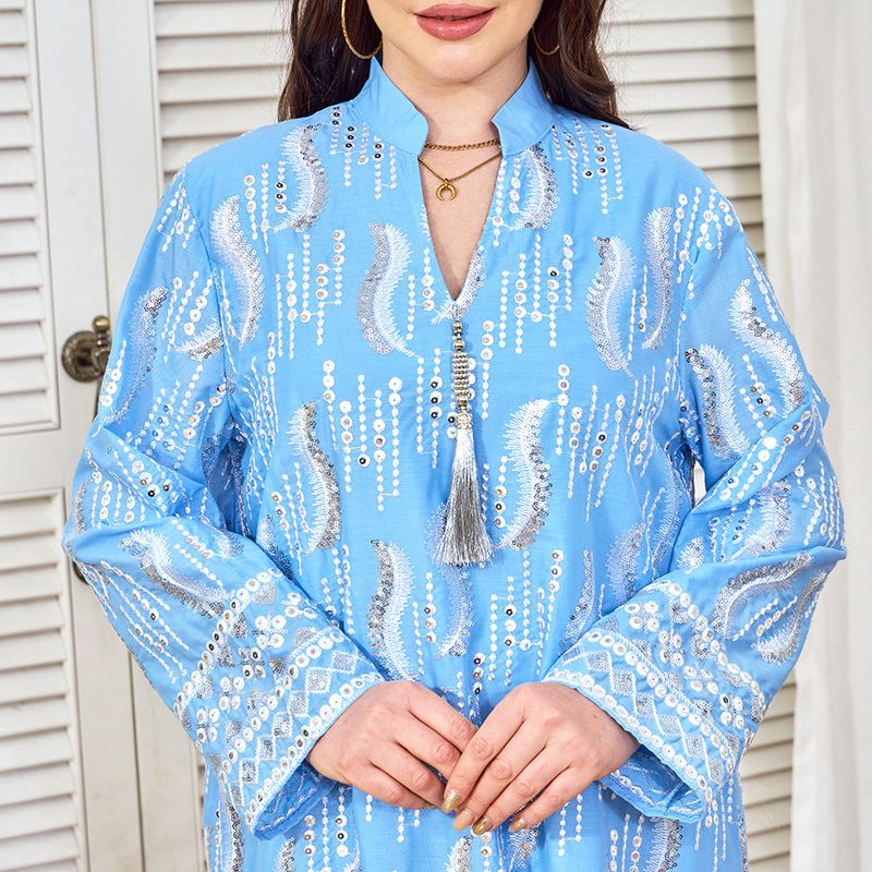 New Beaded Robe Clothing Factory Long Muslim Ethnic Style Zhai Festival Dress_voghion.com