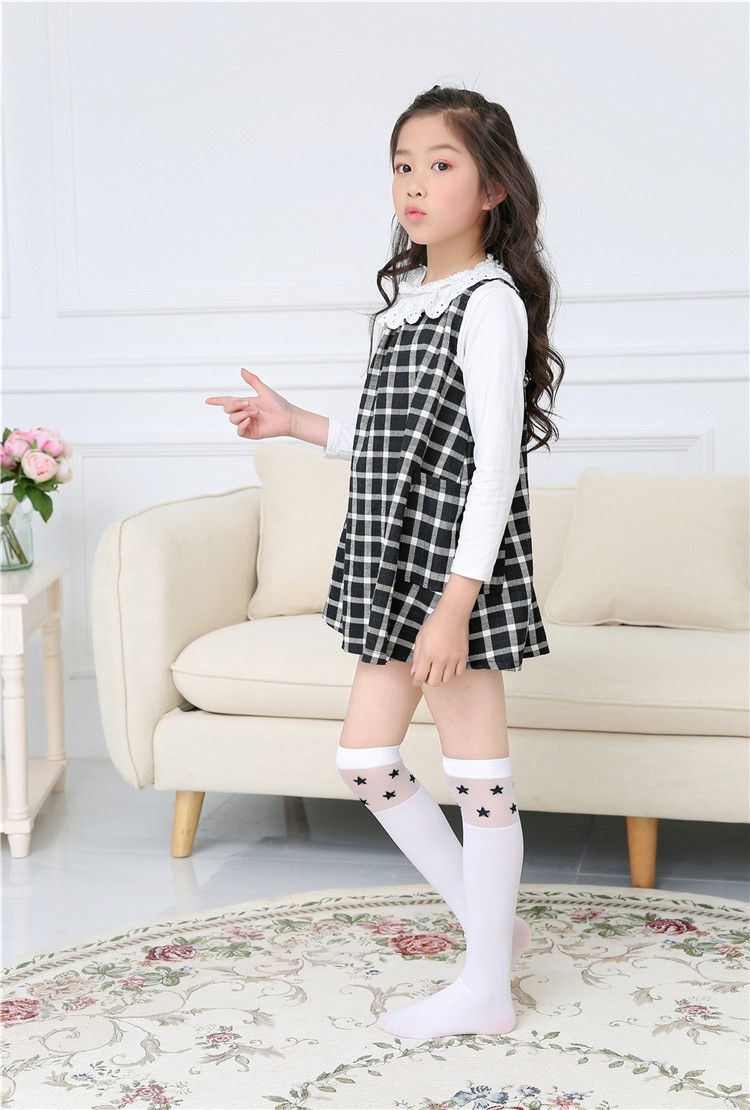 Calzini estivi per bambini sottili, calzini per studenti, calzini al ginocchio per ragazze, calze, calzini bianchi a metà altezza_voghion.com