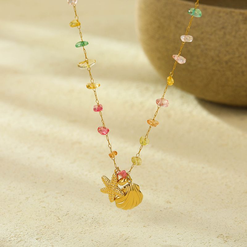 Conjunto de joyería chapada en acero inoxidable 304 con concha de estrella de mar para mujer al por mayor_voghion.com