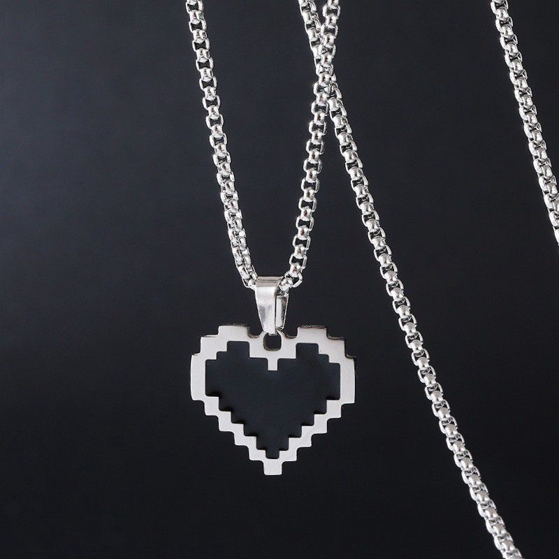 Nuova personalità alla moda, ciondolo a forma di cuore creativo, semplice accessorio per danza hip hop di strada, collana resistente allo sbiadimento_voghion.com