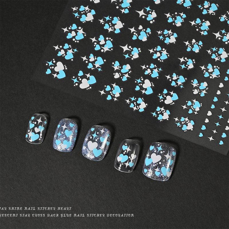 4-in-1 Star Nail Stickers Set - Pink & Blue Stars, Hearts & Fairy Decorations For Nail Art_voghion.com