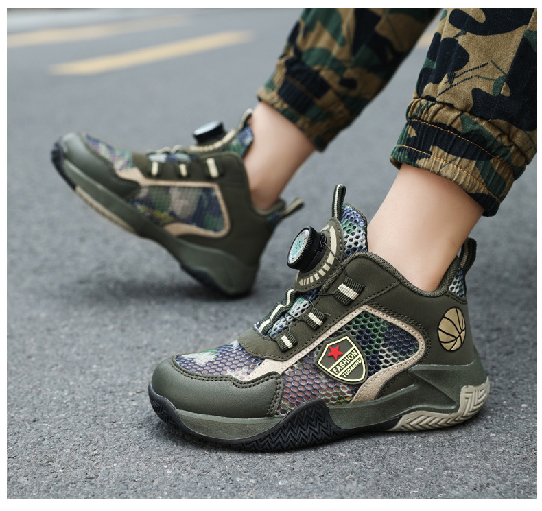 Mother&Kids Große und mittlere Kinder-Basketballschuhe mit Camouflage-Muster, weiche Sohle, leichte, atmungsaktive Laufschuhe für Kinder_voghion.com