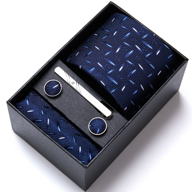 Men's Business Six-Piece Set Polyester Silk Jacquard Solid Color Tie Necktie Custom_voghion.com