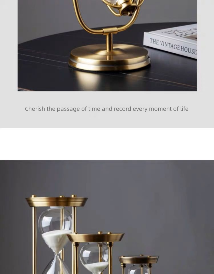 Luxuriöse, hochwertige 3D-Sanduhr aus Metall als Tischdekoration für Wohnzimmer, Weinschrank, Büro oder Zuhause_voghion.com