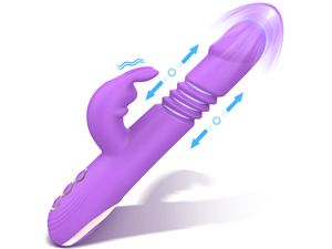 Rabbit-Vibrator mit Perlen und Stoßfunktion – BOMBEX William, 24,9 cm langer G-Punkt-Vibrator mit Dreifachwirkung und unabhängigem Klitorisstimulator, 10 Muster, wasserdicht &_voghion.com