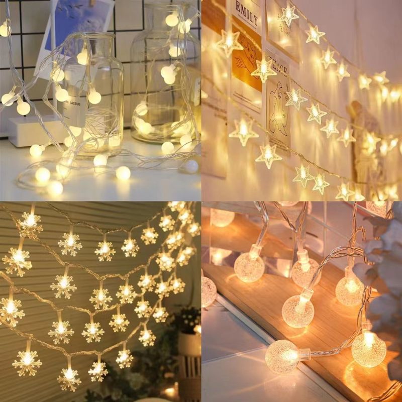 Little White Snowflake Bedroom Ball Pentagram Wholesale Christmas Bubble Atmosphere String LED Camping Col Light_voghion.com