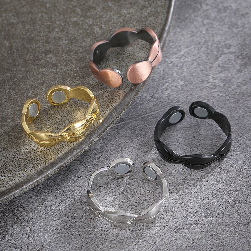 Inele magnetice cu textură de frunze vintage din cupru, drenaj limfatic, inele deschise terapeutice pentru terapie, pentru bărbați și femei, în stoc gata_voghion.com