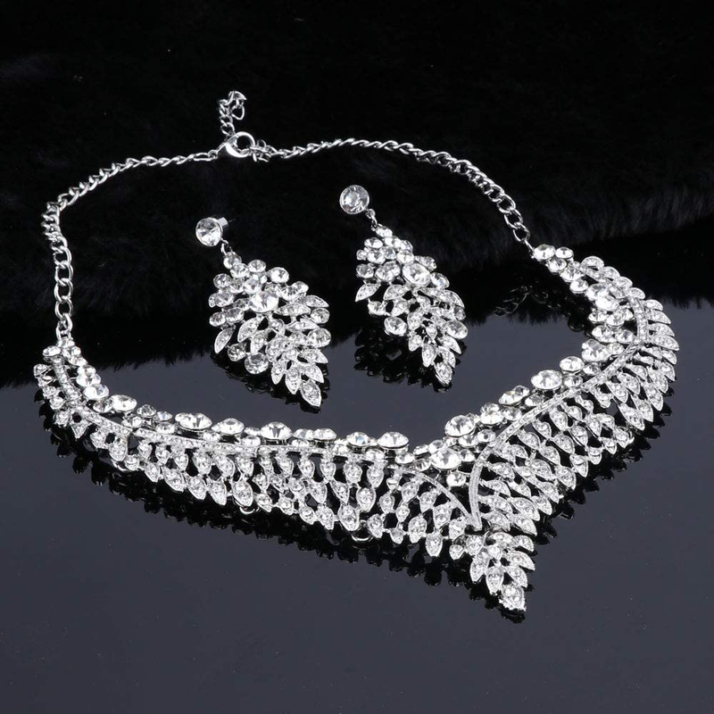 Set di gioielli da donna con strass da sposa in cristallo con strass_voghion.com