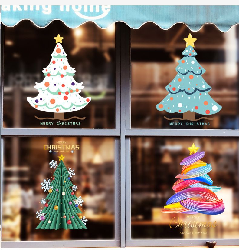 UV-Farbe, weiß, Einkaufszentrum, Fenster, statisch, Weihnachtsbaum, Dekoration, Glasaufkleber_voghion.com