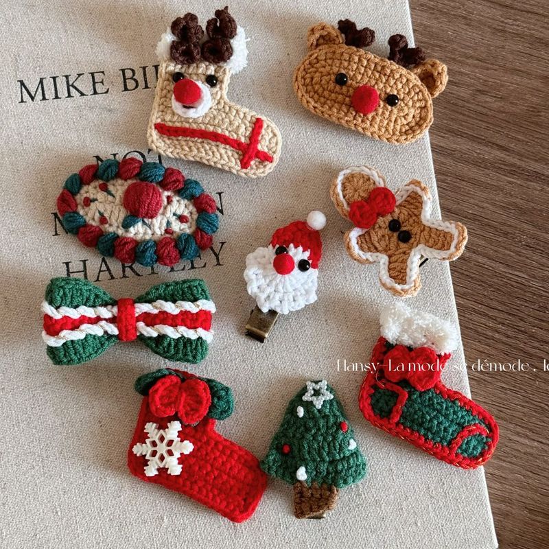 Cute Wool Christmas Hairpin Christmas Elk Socks Festive Atmosphere BB Clip Bangs Clip Side Clip Hair Accessories_voghion.com