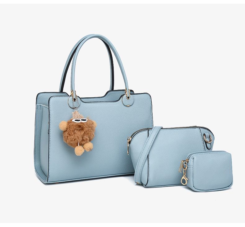 Ensemble de sacs bandoulière tendance pour femme - Sac à main bandoulière 3 pièces en cuir PU avec fermeture éclair, design multi-compartiments, coloris noir/marron foncé_voghion.com