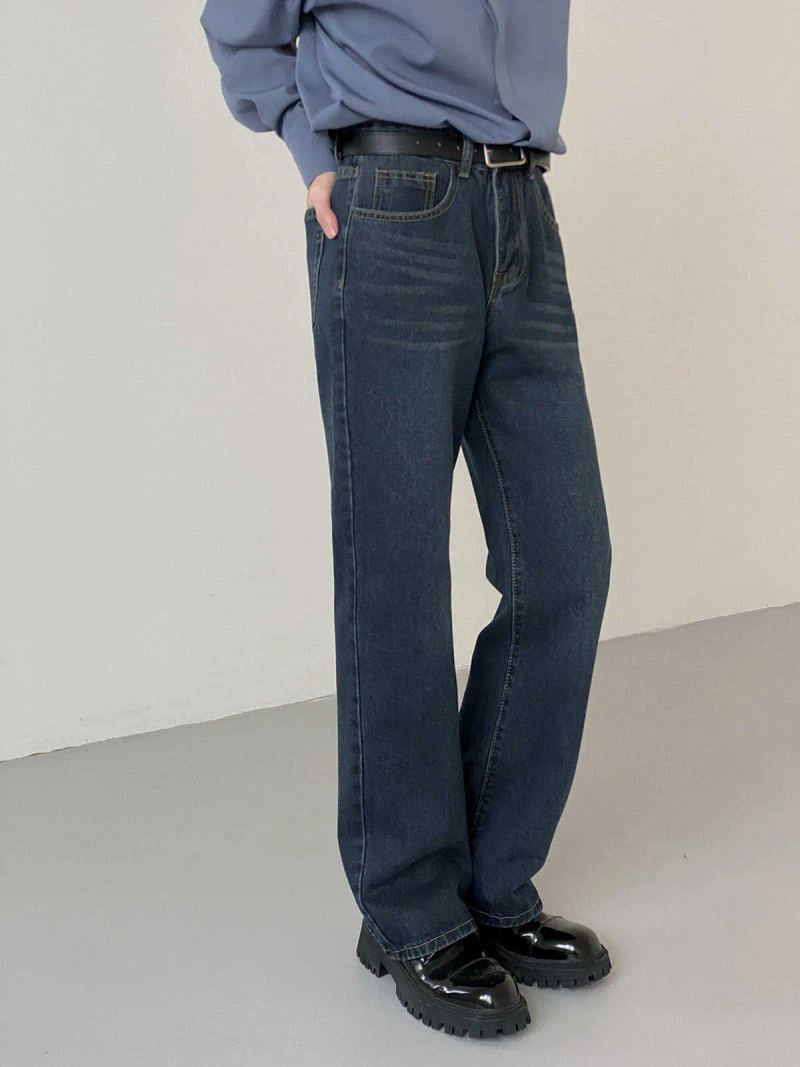 Men's IEFB Men Casual Denim Straight Pants Korean Style Solid Color Loose Simple 2022 Autumn Fashionable New Jeans_voghion.com