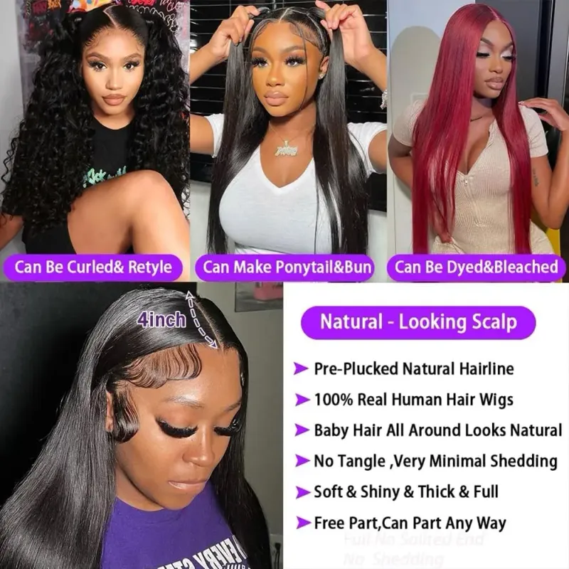13x4 Glat Lace Front Paryk 32 Tommer HD Transparent Lace Frontal Paryk Remy Malaysisk Glat Ægte Hår Parykker Med Pandehår Kvinder_voghion.com