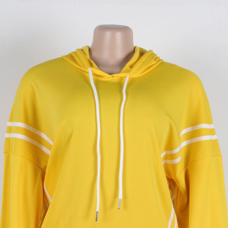 Damenbekleidung Zweiteiliges Set mit Kapuzenpullover mit Bandnähten_voghion.com