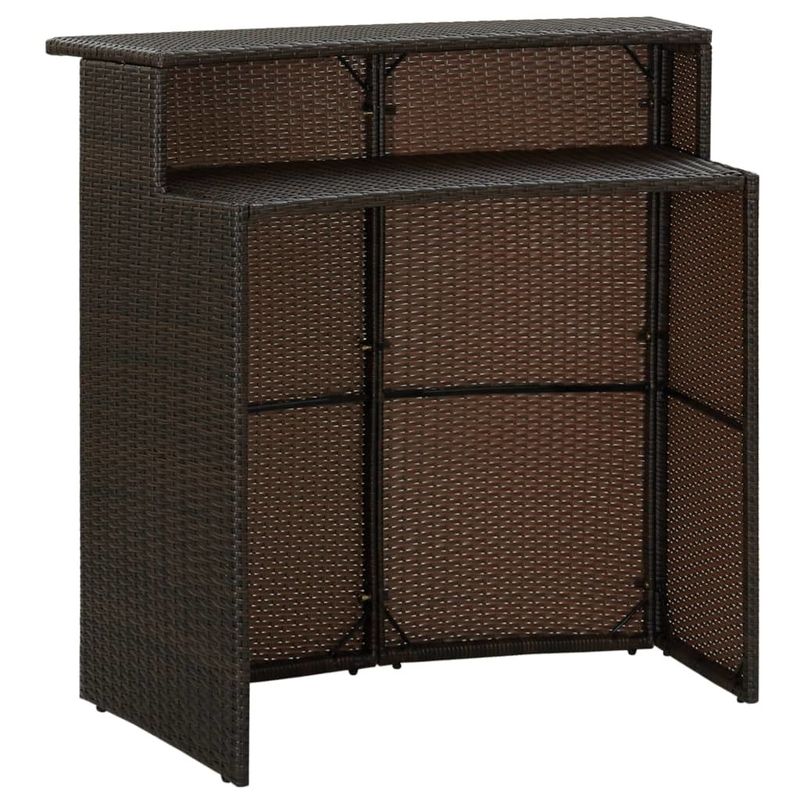 3 Piece Patio Bar Set with Cushions Brown_voghion.com