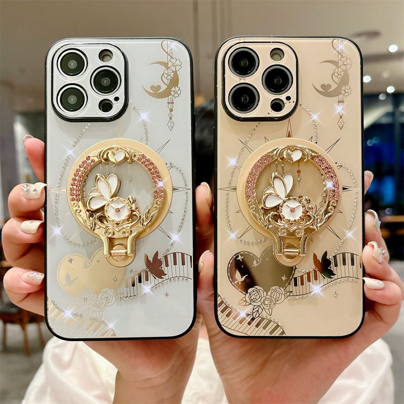 2024 New Luxury Phone Cover,For Iphone 16 15 14 13 Pro Max Rhinestones Case & Magnetic Ring Holder Stand Cases_voghion.com