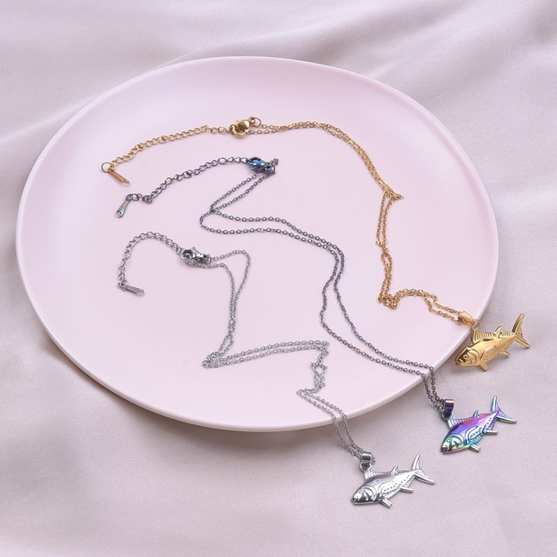 Meerestier Fisch Charm Titan Stahl Halsketten für Frauen Accessoires Korea Trend Schmuck Am Hals Halskette Halsband Party_voghion.com