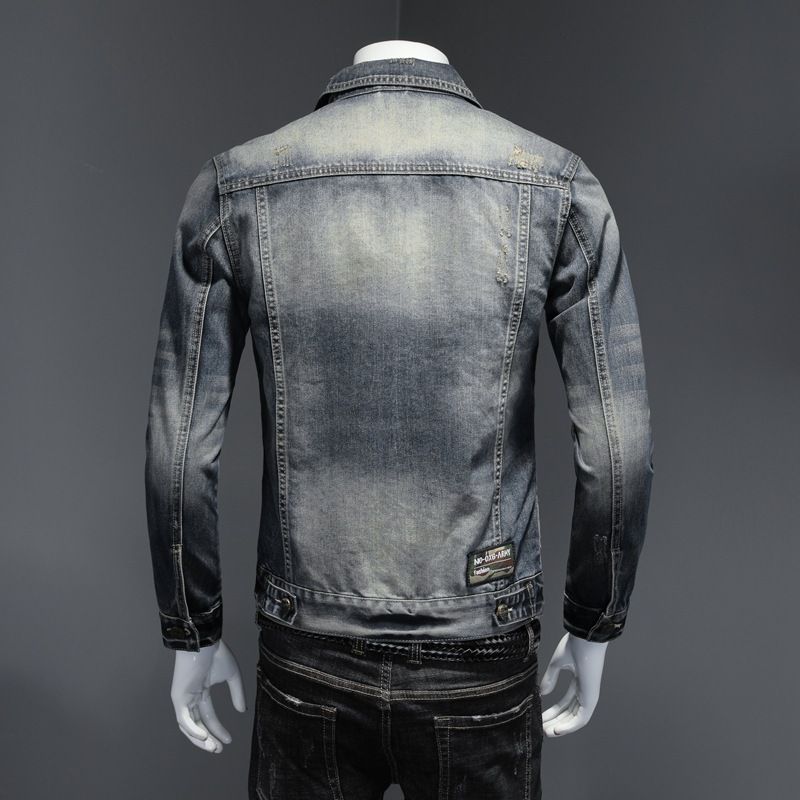 Suitable For All Seasons Plus Size Premium Turn-down Collar Button Men's Denim Long-term Jacket_voghion.com