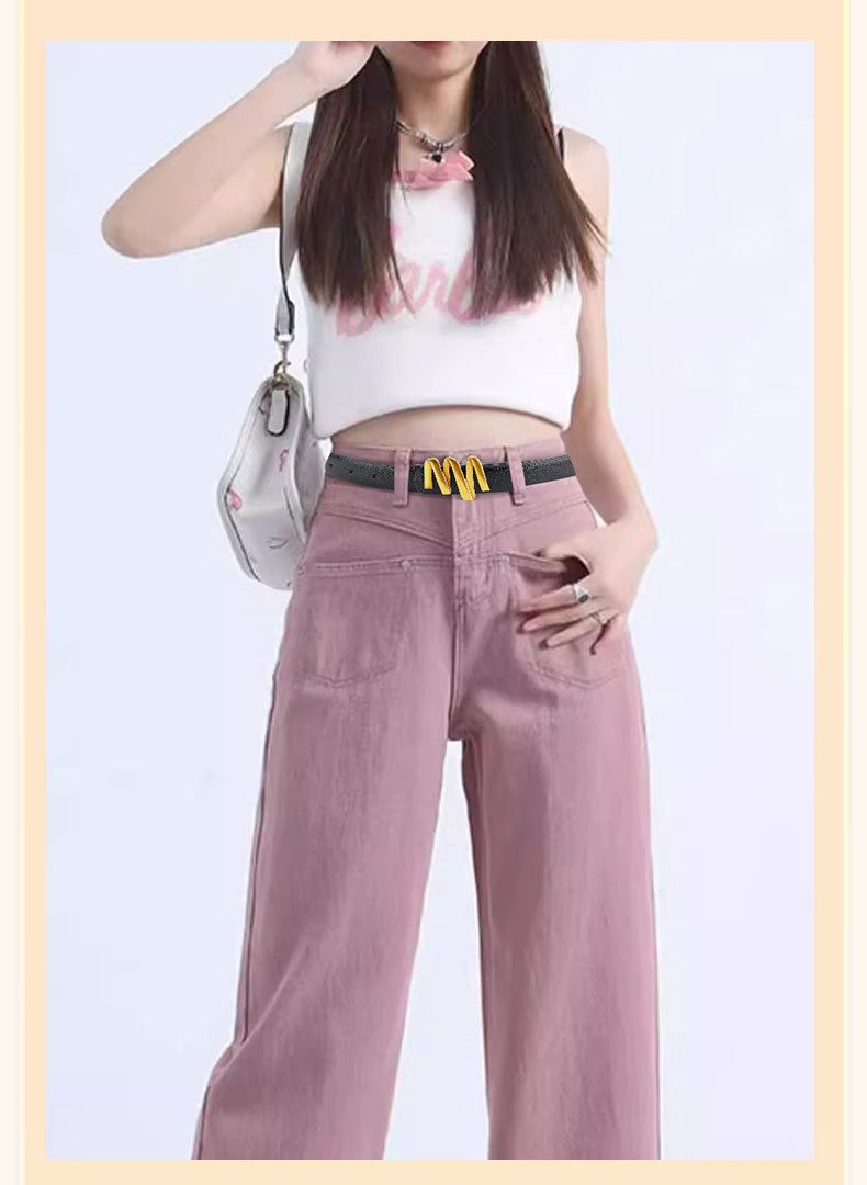 Novi vrhunski trendovski usnjen pas z zaponko v obliki črke M za ženske, vsestranski pas za kavbojke za priložnostne ženske_voghion.com