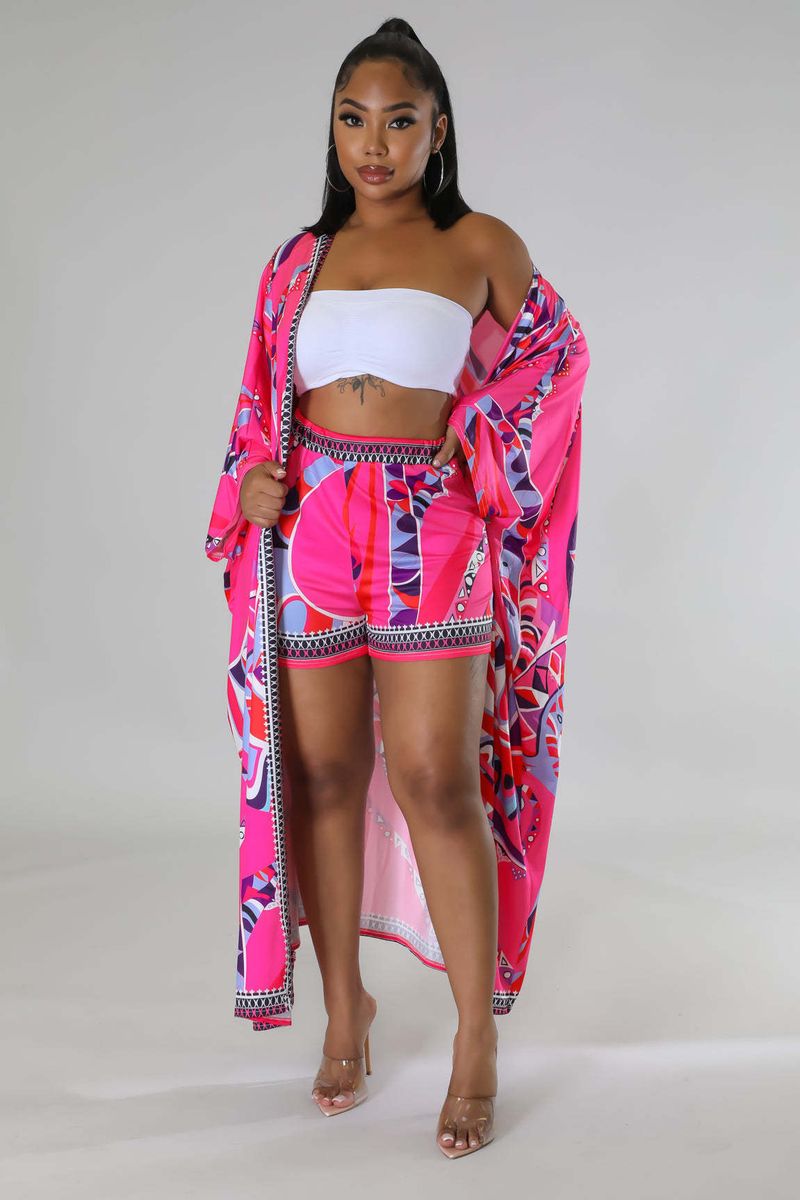 Damenbekleidung Jacke und Shorts Positionierungsdruck Zweiteiliges Set_voghion.com