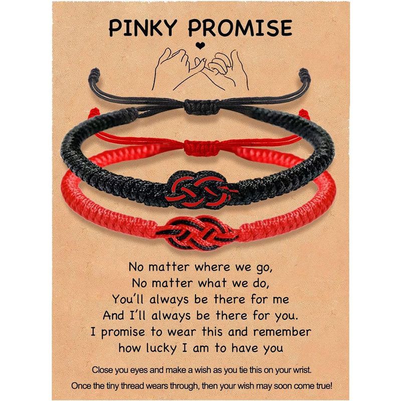 Set di braccialetti intrecciati per coppie di uomini e donne, in corda nera e rossa, intrecciati a mano e regolabili, con scritta "Anima Gemella", in bianco e nero._voghion.com