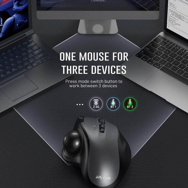 Jomaa Trackball Bluetooth+2.4G Dual Mode Rechargeable Wireless Mouse For PC Computer Laptop Tablet Gamer Mause_voghion.com