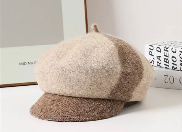 Korean Fashion Octagonal Women's Hat, 2025 Fall And Winter New Models, High-end Thickened Warm British Style Duckbill Hat, Face Shape_voghion.com
