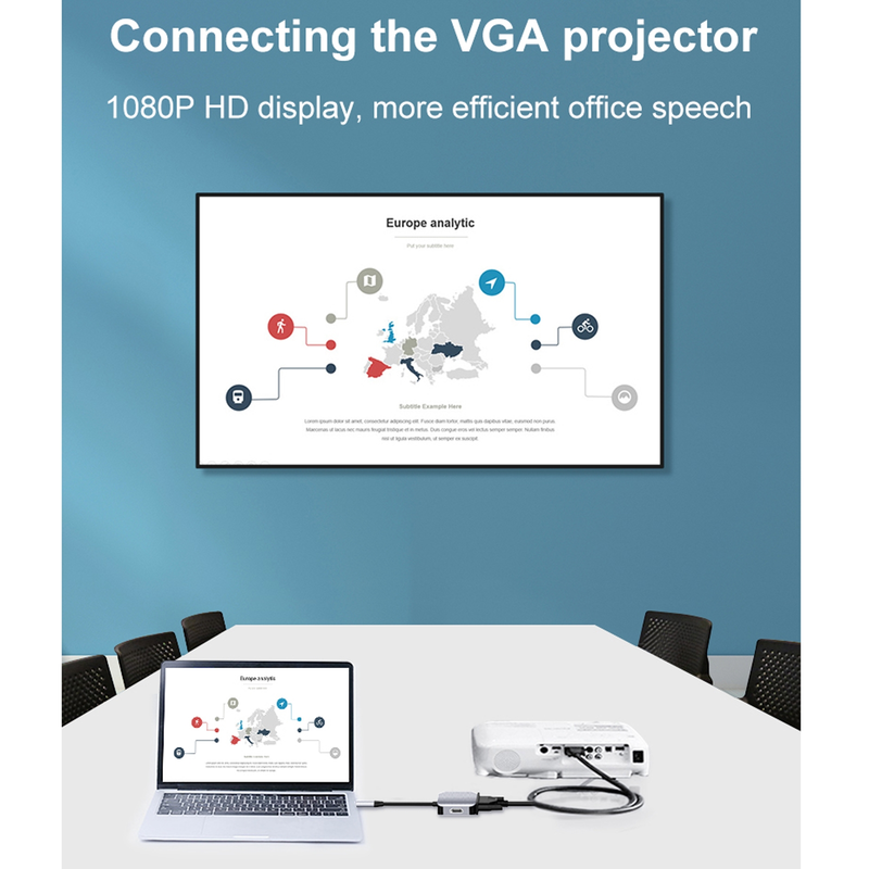2 In 1 Type-C / USB-C to HDMI + VGA Adapter Converter(Grey)_voghion.com