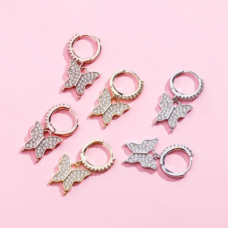 Vlinder-oorbellen met zirkonia voor dames - Hiphop-blingsieraden (eenvoudig en stijlvol)_voghion.com