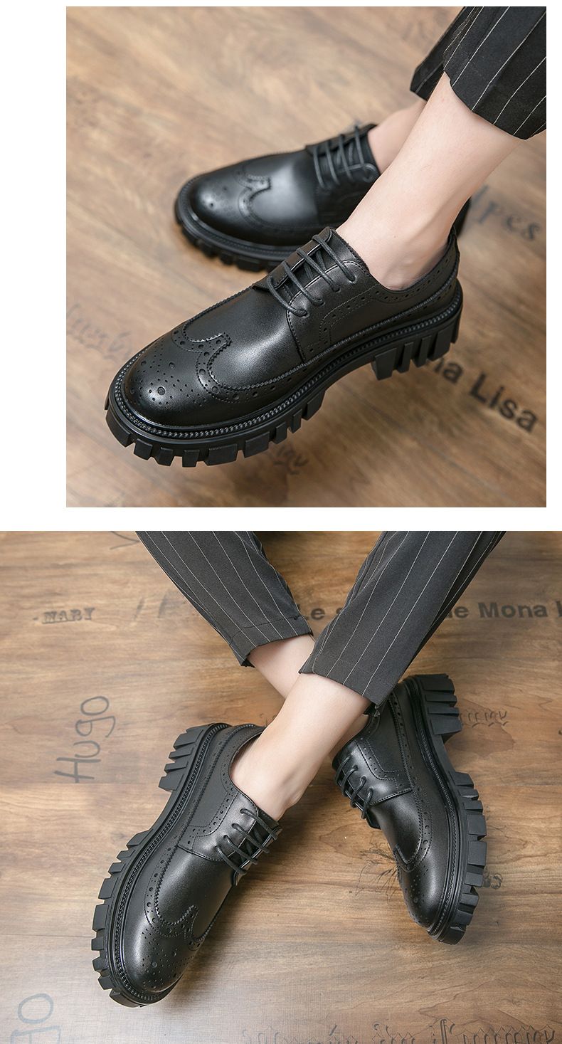 2024 Spring Blossom Men's British and Korean Round Toe Black Suit Wedding Business Dress Leather Shoes for Men_voghion.com