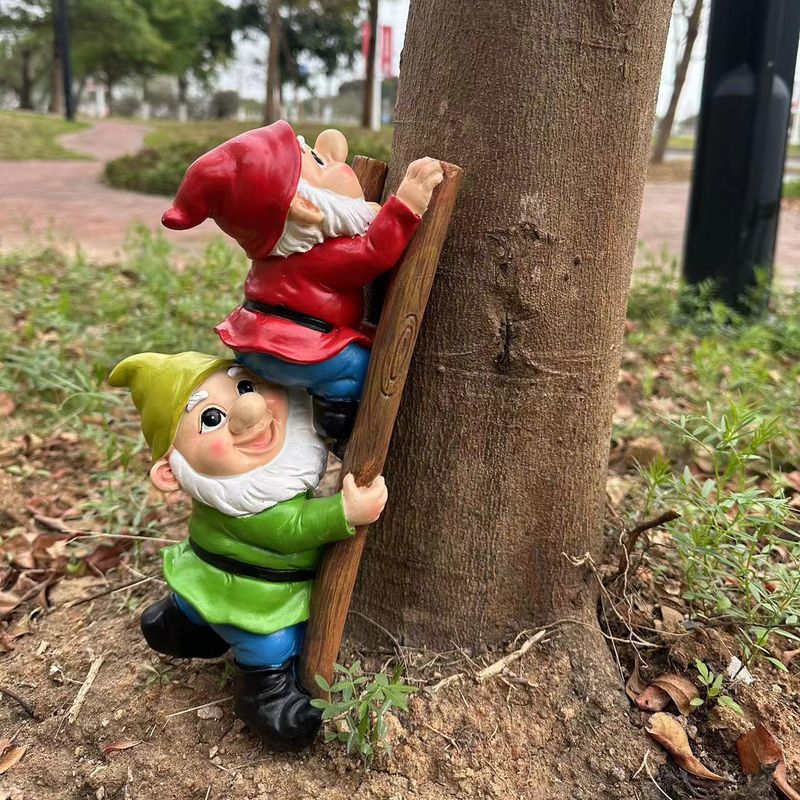 Statuette in resina, decorazioni per cortili esterni, giardini con prato, scale per arrampicarsi, statue di elfi, sculture micro paesaggistiche_voghion.com