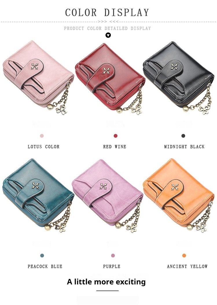Kleine Geldbörse für Damen mit Reißverschluss, zweifach gefaltet, Vintage-Geldbörse, Gothic-Geldbörse, Mini-Geldbörse aus Leder mit Münzfach_voghion.com