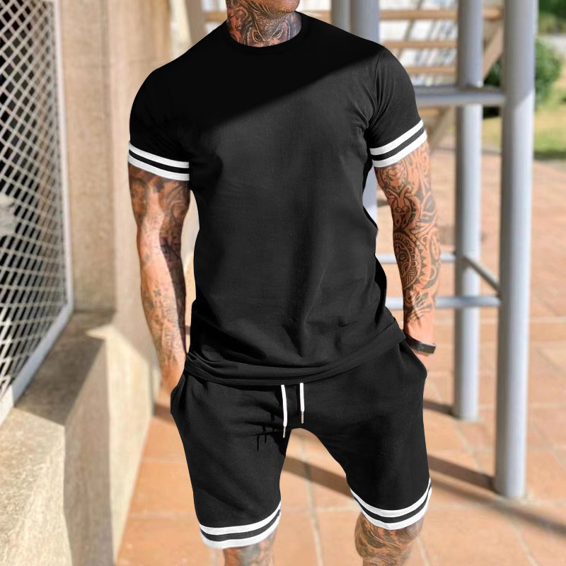 2024 men's short sleeved shorts two-piece casual sports youth spring/summer set_voghion.com