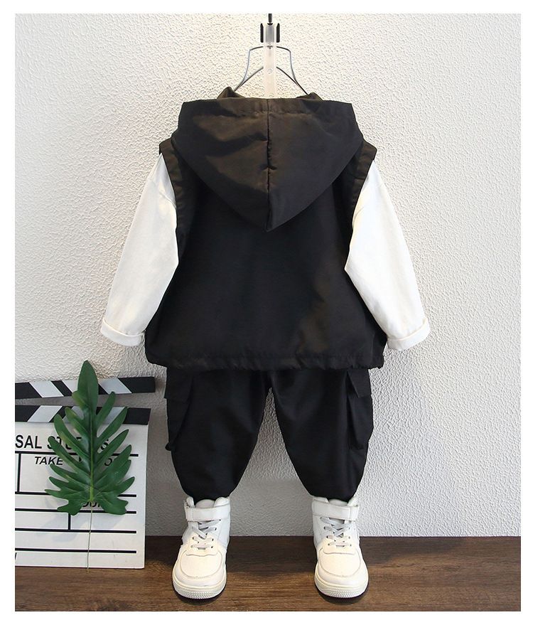 Kid's Clothing Boys spring suit 2024 small and medium children's casual vest with hooded workwear style two piece suit children's clothing_voghion.com