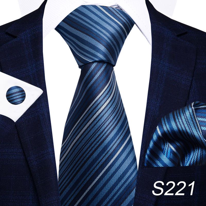 Corbata de seda de poliéster de alta calidad unisex para hombre, corbata formal de color sólido, bolsillo, toalla, gemelos, juego de jacquard_voghion.com