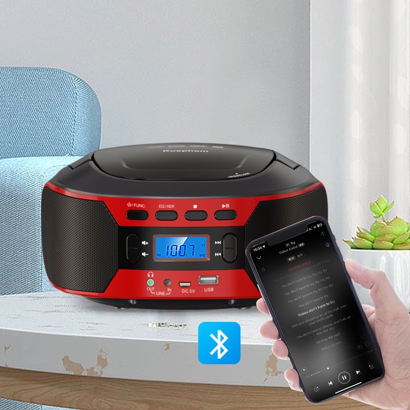 CD Player Portable Boombox Home CD Music Walkman FM Bluetooth Player Bread Machine_voghion.com