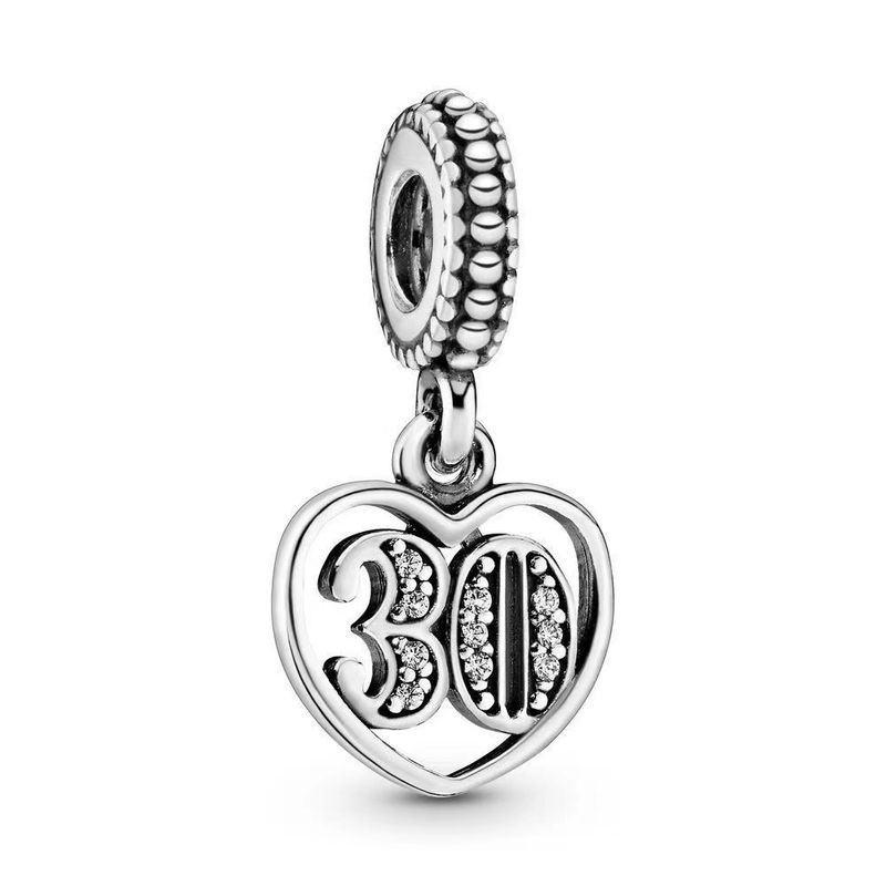 Gioielli da donna - Elegante bracciale in rame bianco con ciondoli con numeri di anniversario, accessori fai da te con perline alla moda per strati eleganti_voghion.com