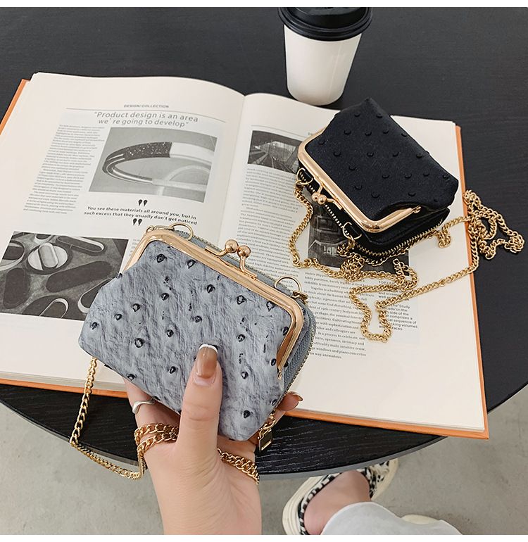 Torebka damska na jedno ramię, wzór strusia, mała torebka typu crossbody, tekstura popularna_voghion.com