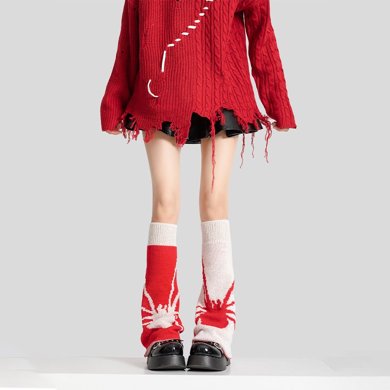 Chaussettes Red Heart pour l'hiver, chauffe-mollets en tricot chauds, élégantes et polyvalentes_voghion.com