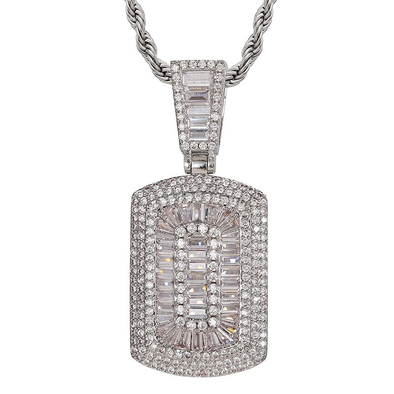 Männer Bijouen Halskette Mikro Inlaid Zirkon Quadrateschen Hip Hop Anhänger Hiphop Halskette Bijouen_voghion.com