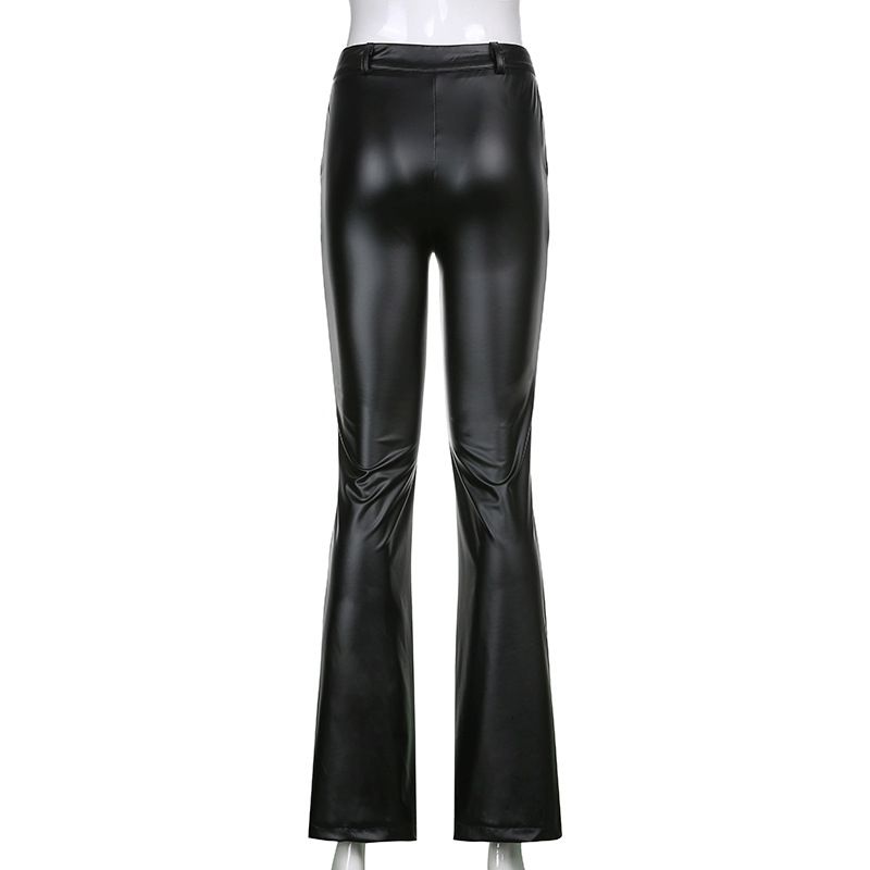 Leather New PU Flared Long Pants Women's Trousers Available_voghion.com