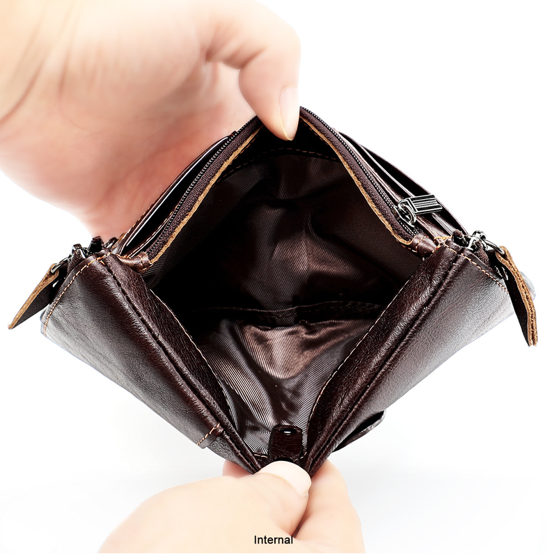 Genuine Leather Wallets for Women Men Small Rfid Wallet Short Bifold Card Holder Men's Wallet with 3 Zipper Pockets Coin_voghion.com