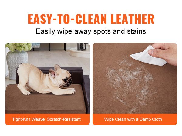 VEVOR Pet Sofa, Dog Couch for Medium-Sized Dogs and Cats, Soft Leather Dog Sofa Bed, 110 lbs Loading Cat Sofa, Black_voghion.com