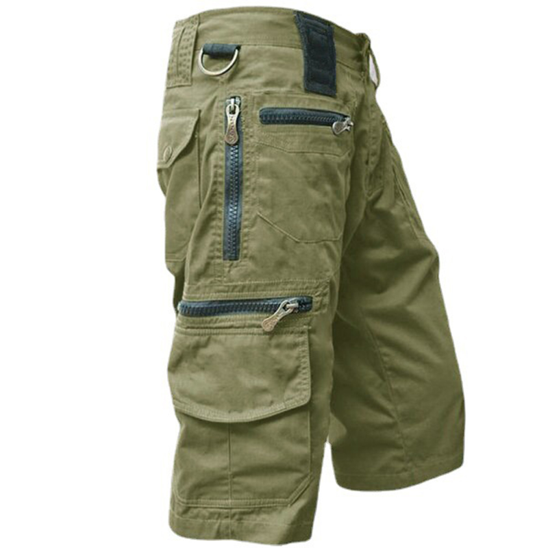 Weizhifu Capri-bukser Ensfarget Flerlommer Sommer Avslappet Passform Rette Cargo Shorts Streetwear_voghion.com