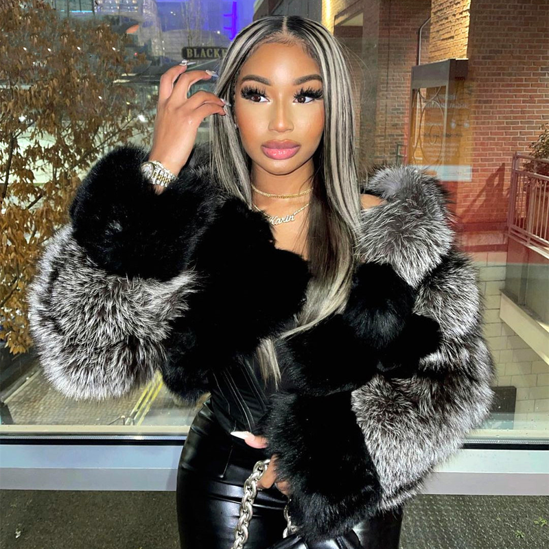 Women's fashion imitation fur coat women stand collar long sleeves_voghion.com