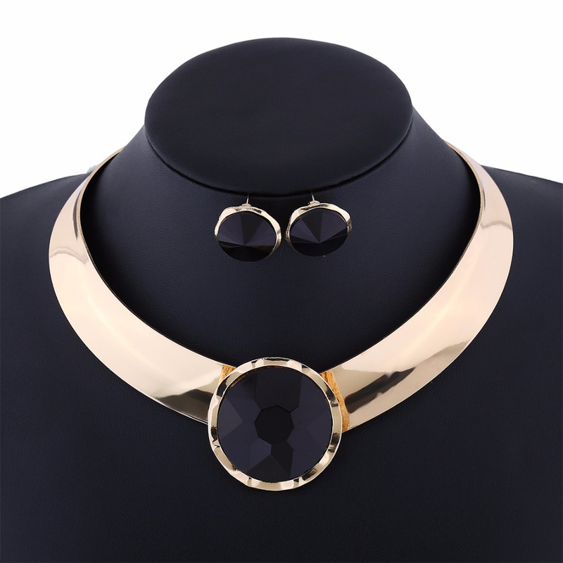 Kaklarota kulons Chunky Luxury Choker Unikāls Crystal paziņojums Kaklarota Auskari Sievietes Party rotaslietas komplekti_voghion.com