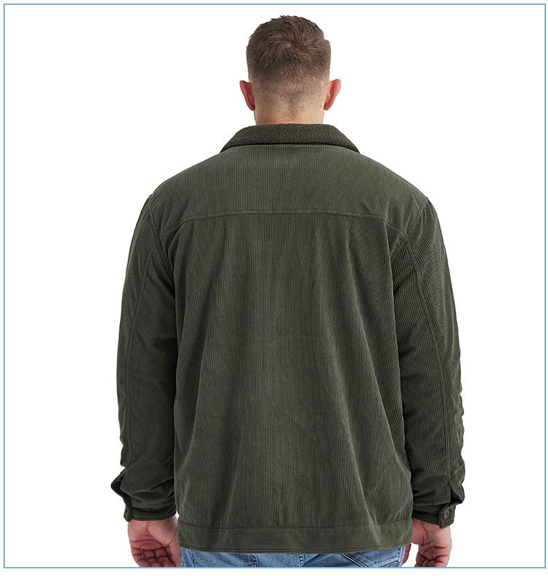 "Herrenjacke aus Cord und Lammfell mit Revers – Plüschiger, dicker Mantel in großer Größe (Schwarz/Grün/Hellbraun, S-XXL)"_voghion.com