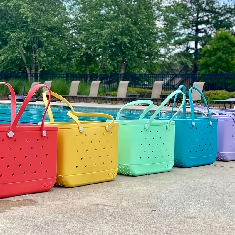 Brighten Up Your Beach Day with this Colorful EVA Hollow Out Beach Storage Handbag!_voghion.com