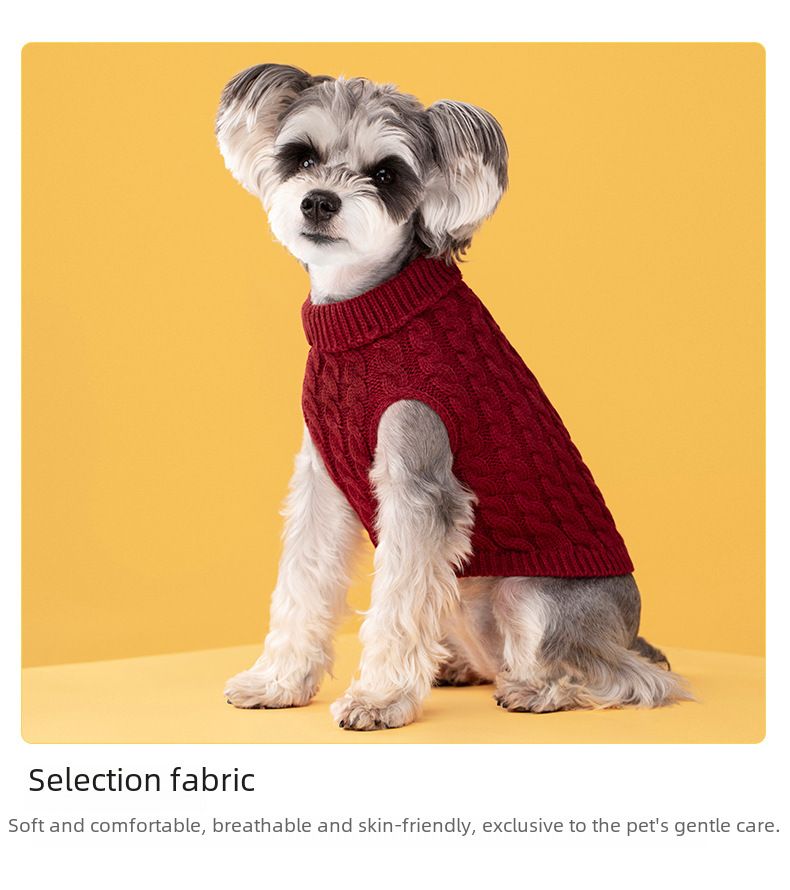 Autumn and Winter new fashion candy color sweater dog cute pet warm clothes solid color twist knitted pullover wholesale_voghion.com